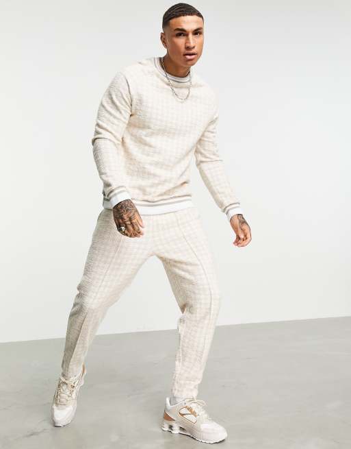ASOS DESIGN – Fin-sweatshirt med rutig textur, del av set