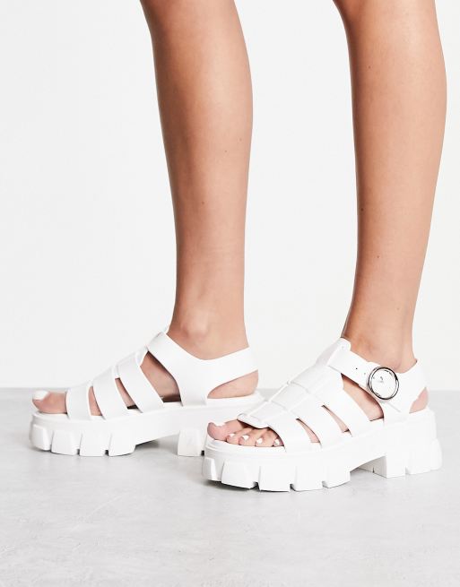 ASOS DESIGN - Finalist - Platte jelly visserssandalen met dikke zool in wit 