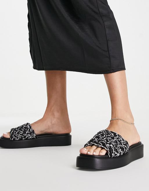 ASOS DESIGN – Finbar – Svarta, flätade, platta skor med öppen häl