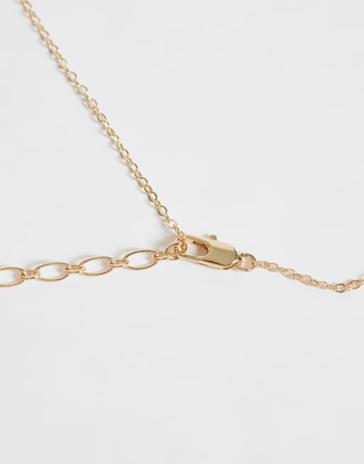 ASOS DESIGN fine chain necklace with circular pendant in gold tone, 4 of 4