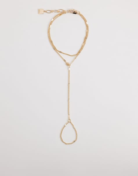 ASOS DESIGN fine hand chain in gold tone - view 1
