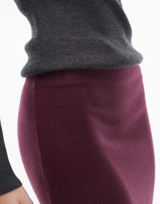 ASOS DESIGN fine knit 90's length skirt in wine - part of a set, 5 of 5