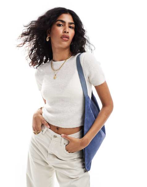 ASOS DESIGN fine knit baby tee in cream - view 1