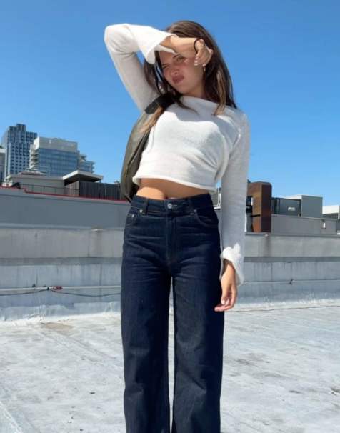 ASOS DESIGN fine knit boat neck top in cream - view 1