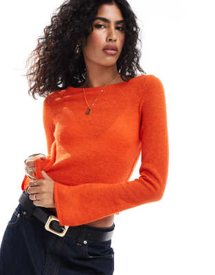 ASOS DESIGN ASOS DESIGN fine knit boat neck top in orange