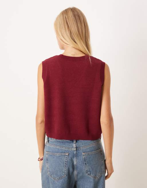 ASOS DESIGN fine knit button down tank top with argyle pattern
