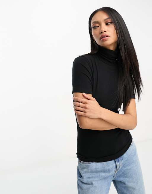 Black mock outlet turtleneck short sleeve