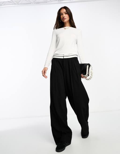 ASOS DESIGN fine knit long sleeve crew neck top in white, 4 of 4