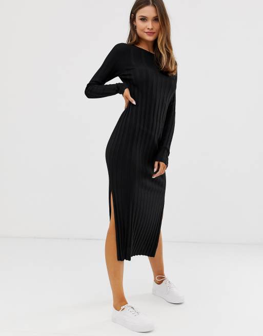 Asos black shop ribbed dress