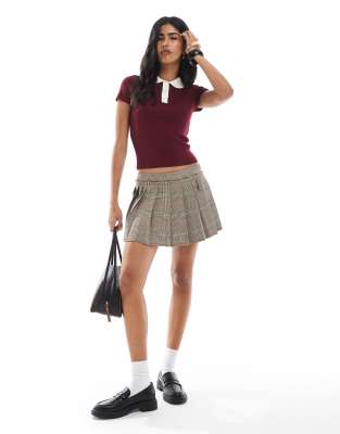 Asos Design Fine Knit Rugby Top With Short Sleeves