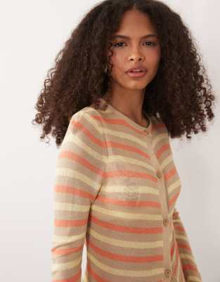 Asos Design Fine Knit Sheer Cardigan In Multi