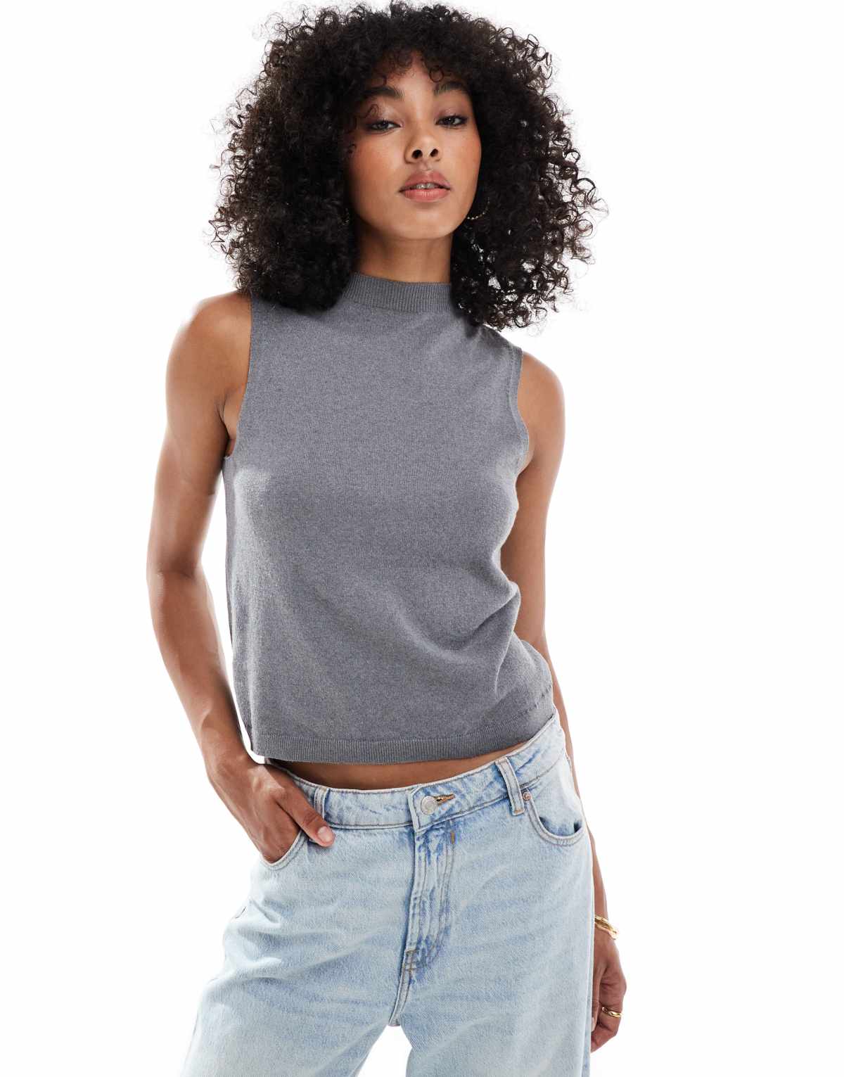 ASOS DESIGN fine knit tank in grey