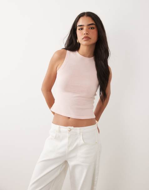 ASOS DESIGN fine knit tank top co-ord in pink - view 1