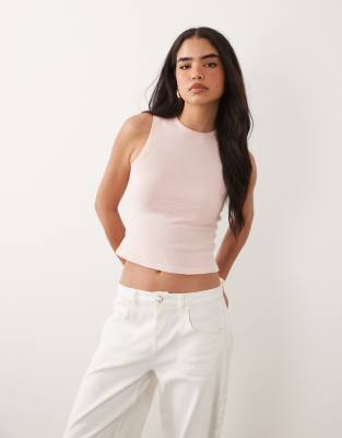 Asos Design Fine Knit Tank Top In Pink
