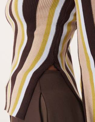 Asos Design Fine Knit Top With Flare Sleeves In Multi