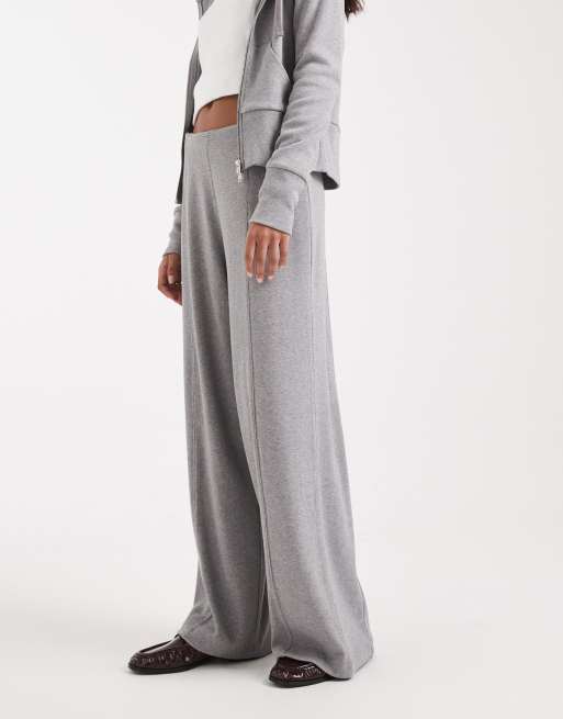 ASOS DESIGN fine knitted wide leg trouser in grey marl, 4 of 5