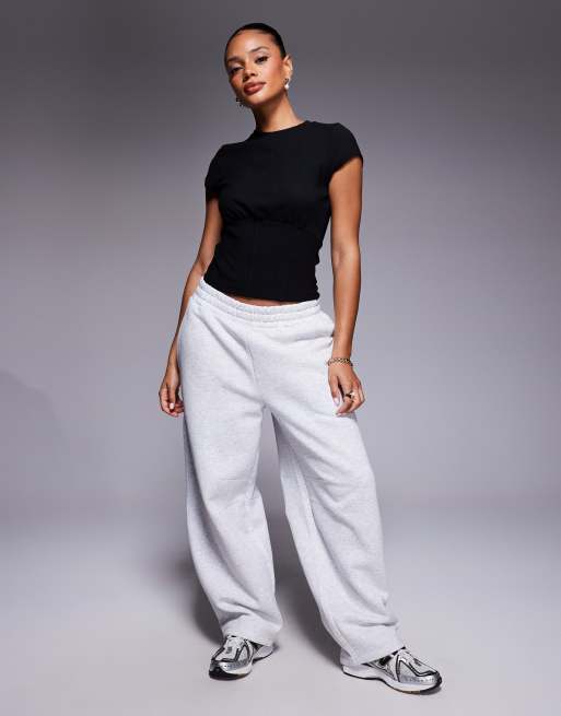 ASOS DESIGN fine rib short sleeve top with corset waist in black, 2 of 4