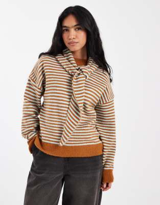 Asos Design Fine Striped Knit Sweater In Multi