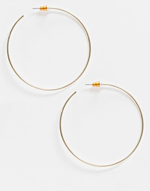 ASOS DESIGN fine wire 50mm hoop earrings in gold tone