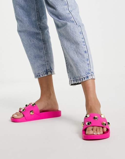 ASOS DESIGN – Finery – Gesteppte Slider in Pink mit Nietenbesatz, 2 von 4