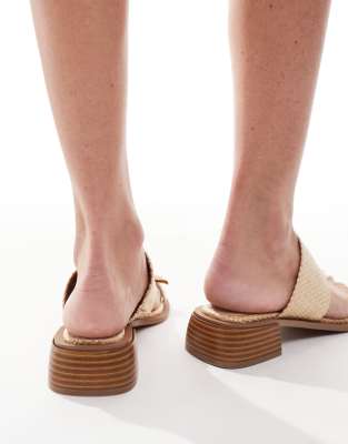 Asos Design Finesse Heeled Sandals With Hammered Metal Toe Loops In Brown