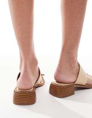 Asos Design Finesse Heeled Sandals With Hammered Metal Toe Loops
