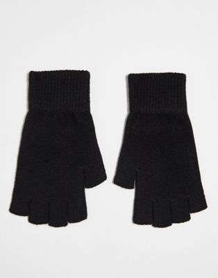 ASOS DESIGN fingerless gloves in black