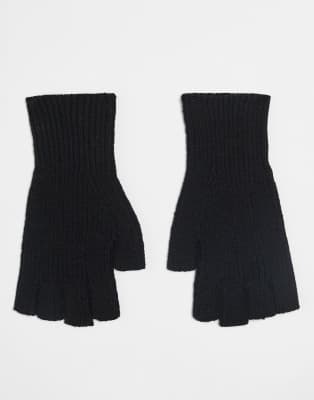 Asos Design Fingerless Gloves In Black
