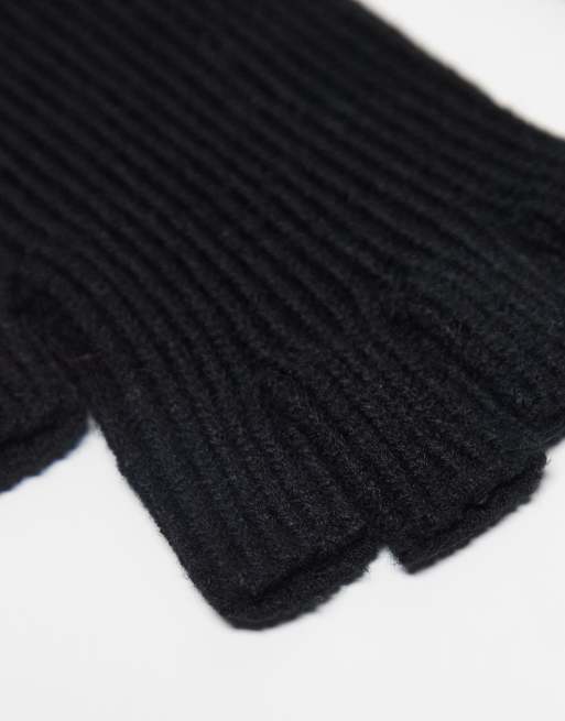 ASOS DESIGN fingerless gloves in black, 2 of 3