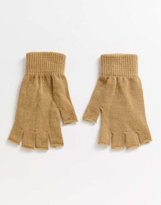 ASOS DESIGN fingerless gloves in camel ASOS