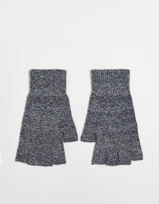 ASOS DESIGN fingerless gloves in grey marl