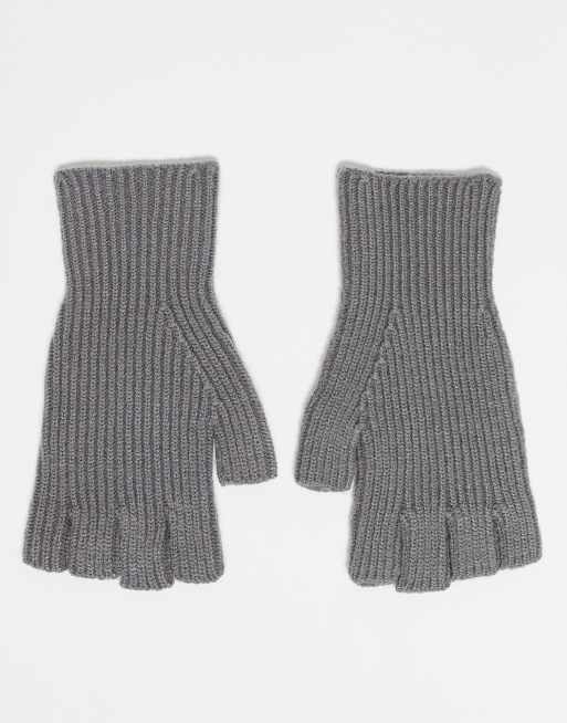 ASOS DESIGN fingerless gloves in grey