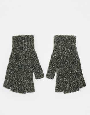 Asos Design Fingerless Gloves In Heathered Green