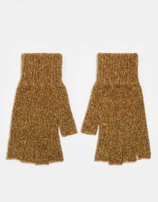 fingerless gloves in heathered tan-Brown