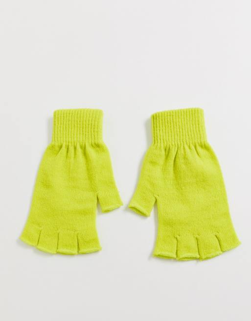 ASOS DESIGN fingerless gloves in neon green ASOS