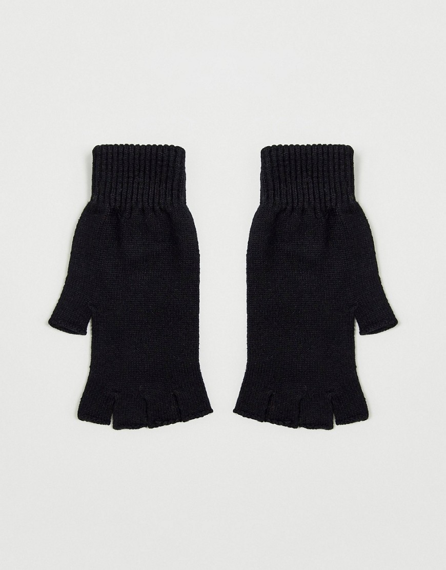 ASOS DESIGN fingerless gloves in recycled polyester in black