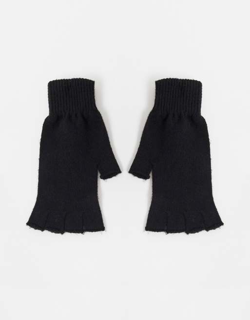 ASOS DESIGN fingerless gloves in recycled polyester in black ASOS