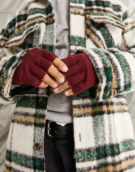ASOS DESIGN – Fingerlose Handschuhe in Burgunderrot