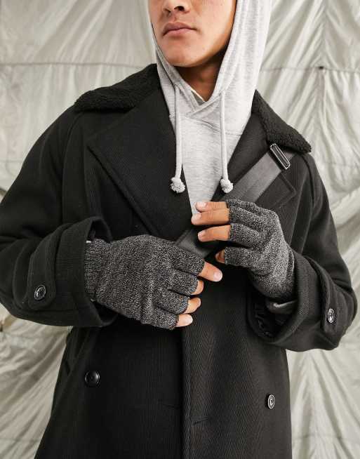 ASOS DESIGN – Fingerlose Handschuhe in Grau und Schwarz