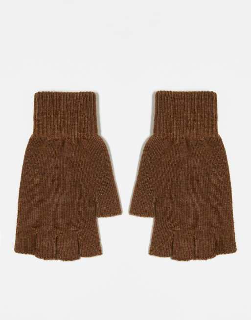 ASOS DESIGN - Fingerløse handsker i chokoladebrun