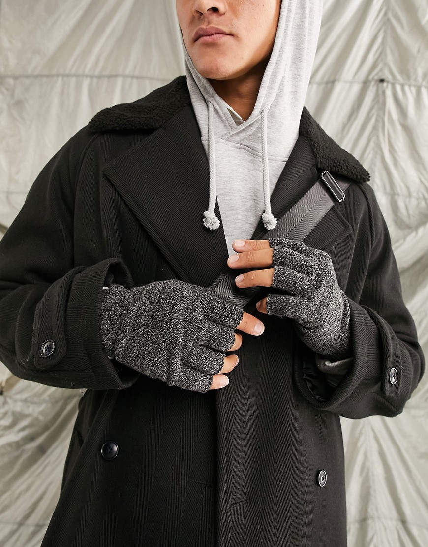 ASOS DESIGN - Fingerløse handsker i grå og sort