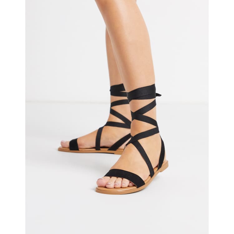 Asos design flawless tie leg flat sandals online