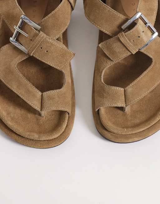 ASOS DESIGN - Finley - Premium - Sandfarvede sandaler med sål og stropper i ruskind, 2 af 4