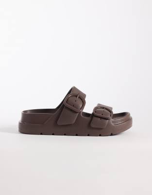 ASOS DESIGN - Finn - Claquettes à double boucle - Chocolat-Brown