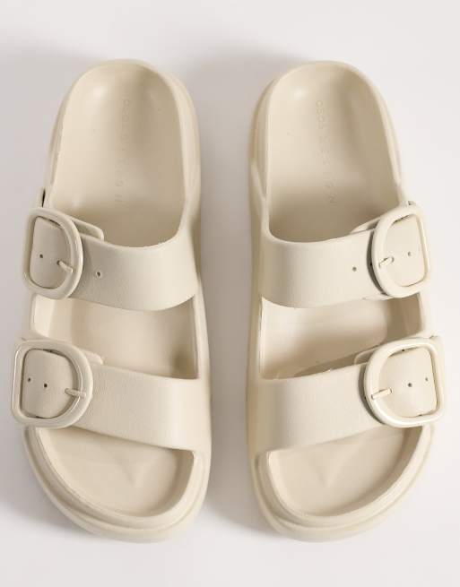 ASOS DESIGN - Finn - Claquettes larges à semelle plateforme et double boucle - Blanc, 2 de 4