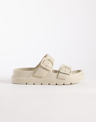  Finn flatform double buckle slider in off white