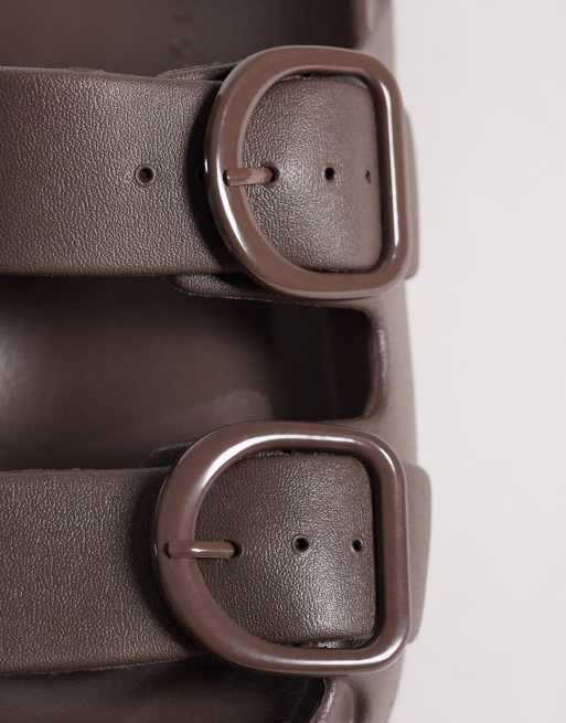 ASOS DESIGN – Finn – Slider in Schokobraun mit zwei Schnallen, 4 von 4