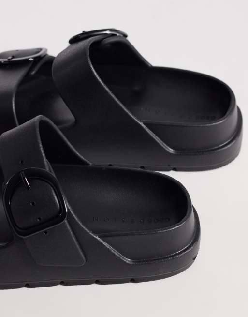 ASOS DESIGN – Finn – Svarta flatform-tofflor med dubbla spännen, 4 av 4