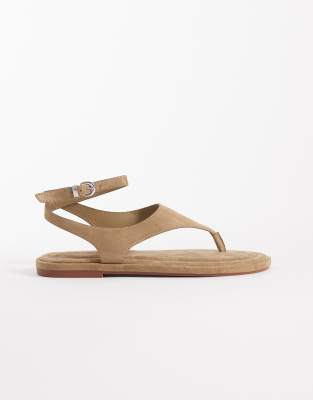  Finsbury toe post sandal with ankle strap in taupe