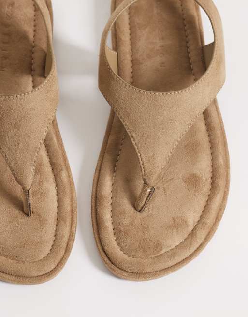ASOS DESIGN Finsbury toe post sandals with ankle strap in taupe, 2 of 4